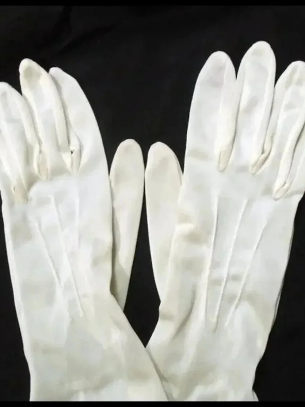 Vintage White Nylon Gauntlets, Mid Length 50s Gloves
